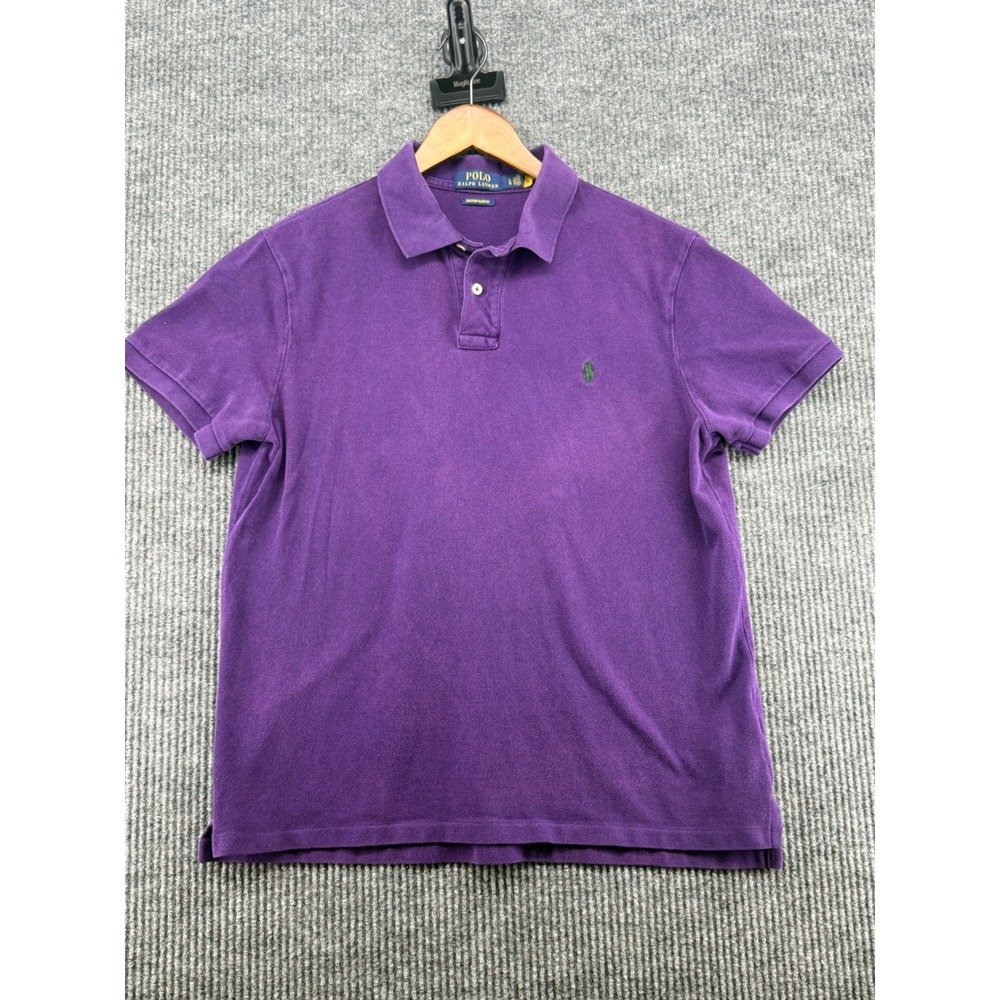 Polo Ralph Lauren Polo Mens L Purple Excellent Custom Slim Fit Short Sleeve Pony